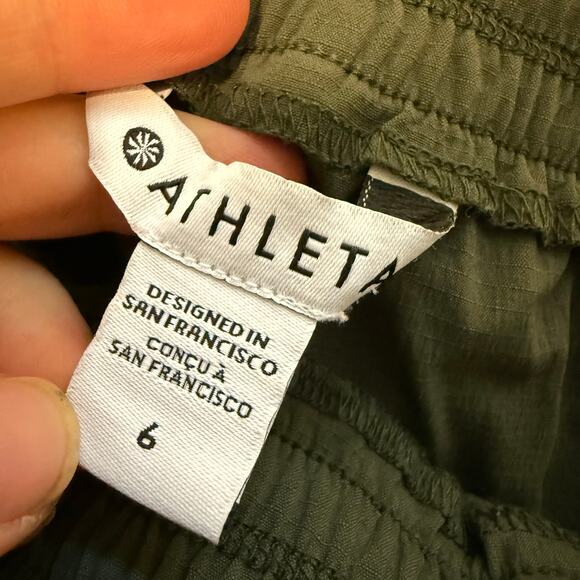 Athleta Women's Pants Trekkie High Rise Parachute Ripstop Greem 6 Athleisure - Picture 7 of 9